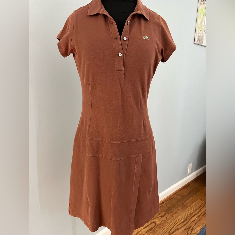 Lacoste Polo Collar Dress Brown